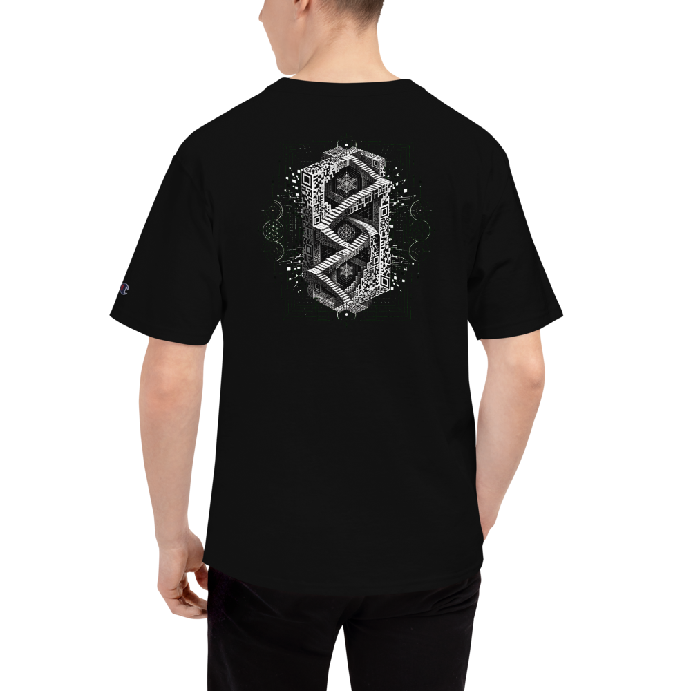 CHRONOFLUX Embroidered Shirt with Escher Staircase Art