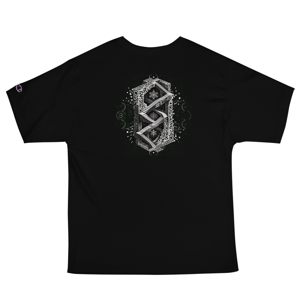 CHRONOFLUX Embroidered Shirt with Escher Staircase Art