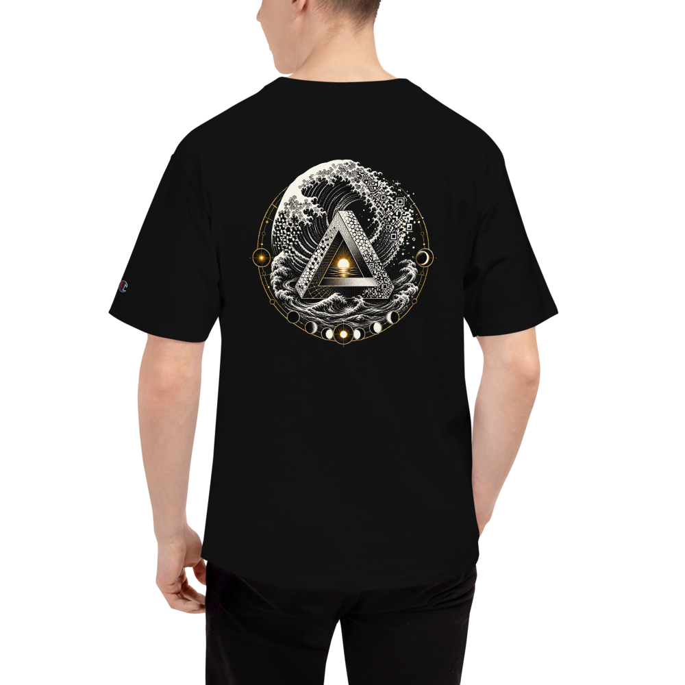Que.T EBBFLOW Embroidered Shirt with Hokusai Wave Art