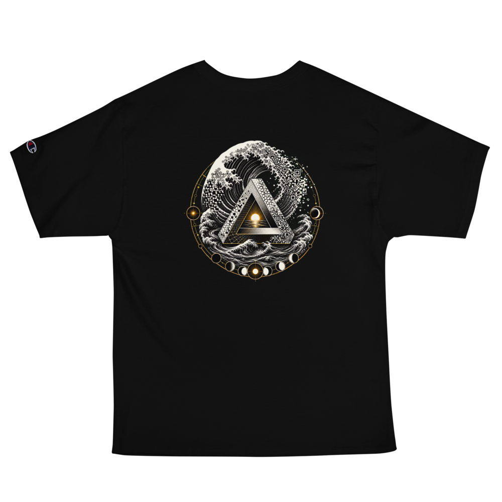 Que.T EBBFLOW Embroidered Shirt with Hokusai Wave Art